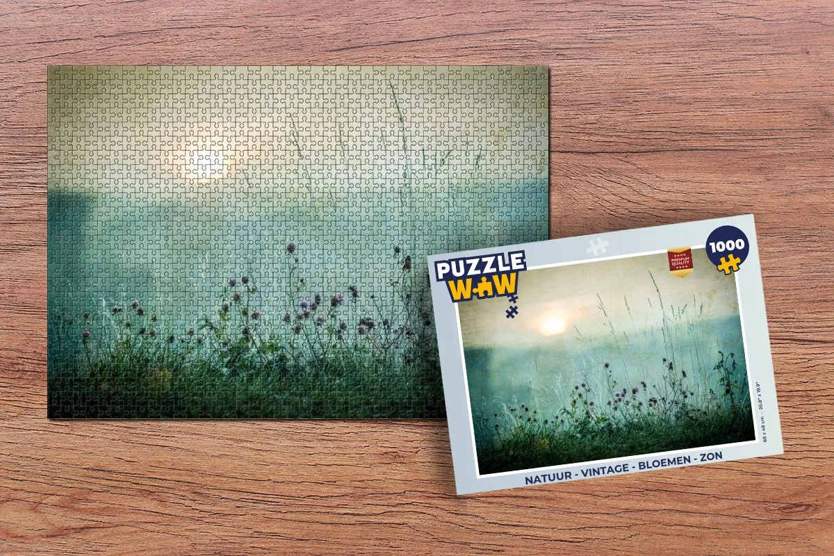 PuzzleWow Natuur Vintage Bloemen Zon Legpuzzel 1000 Stuks - Multicolor
