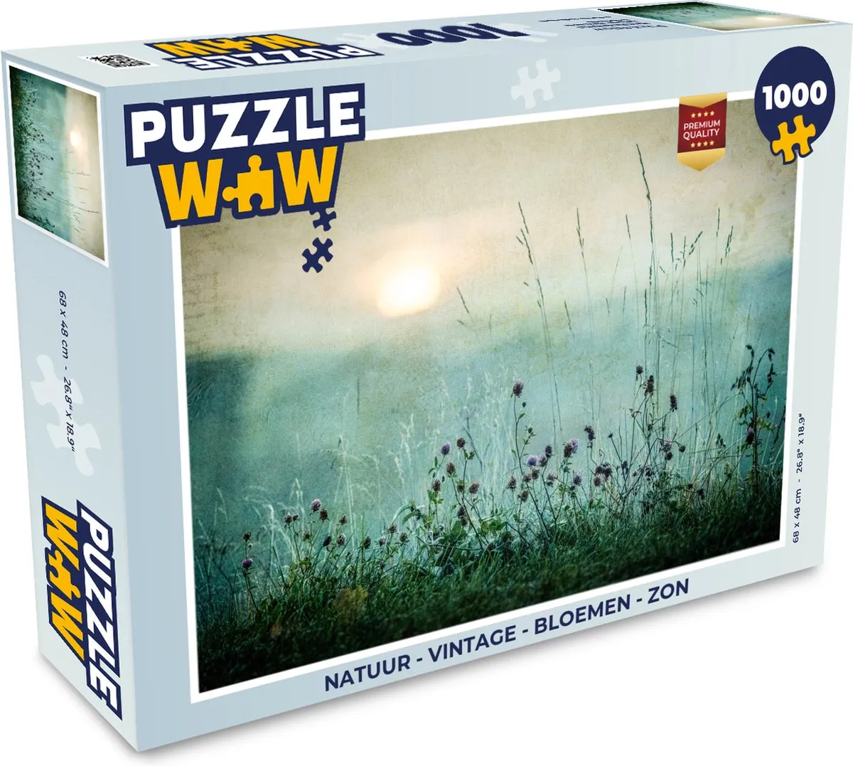 PuzzleWow Natuur Vintage Bloemen Zon Legpuzzel 1000 Stuks - Multicolor
