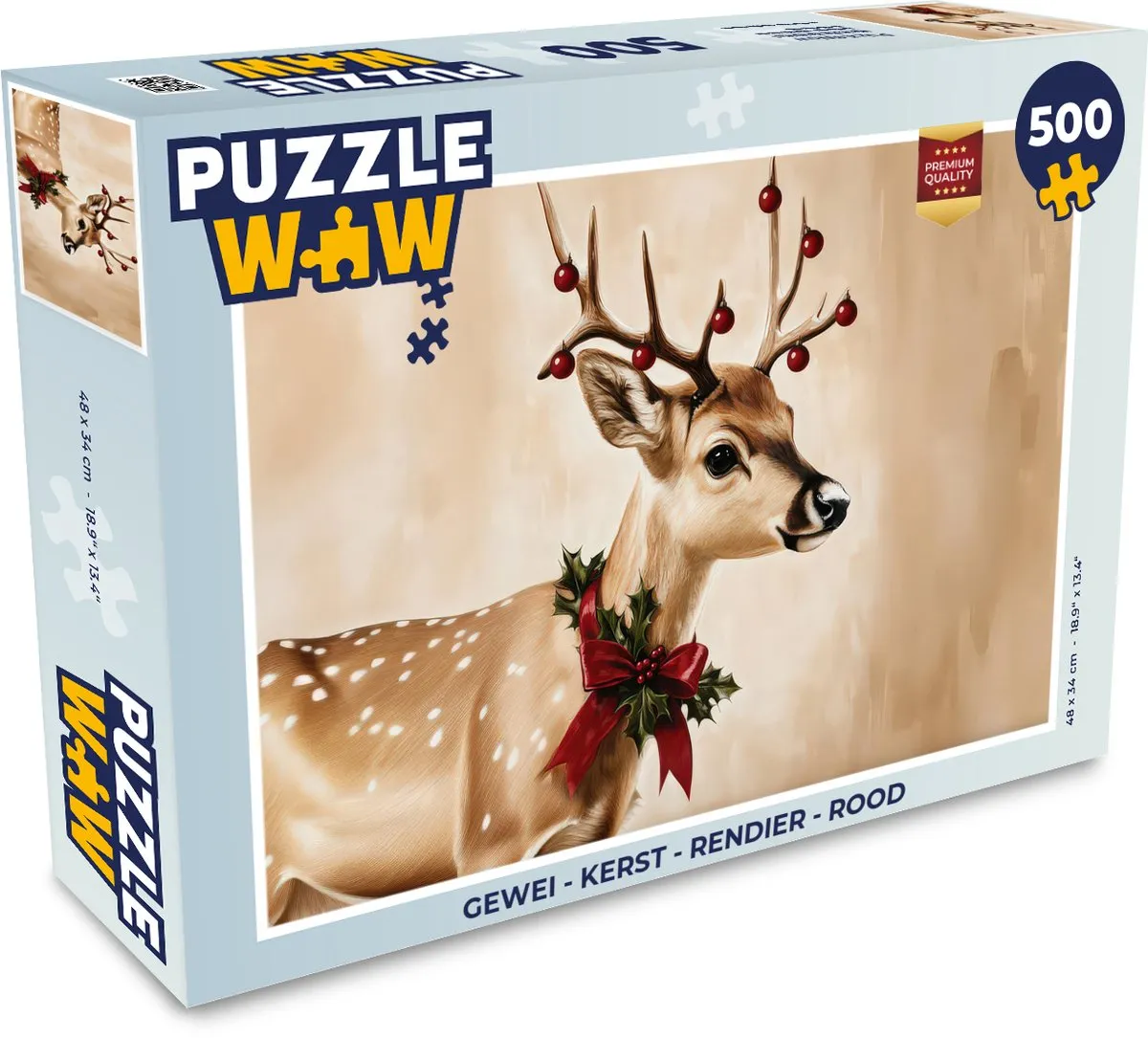PuzzleWow Gewei Kerstpuzzel 500 Stuks