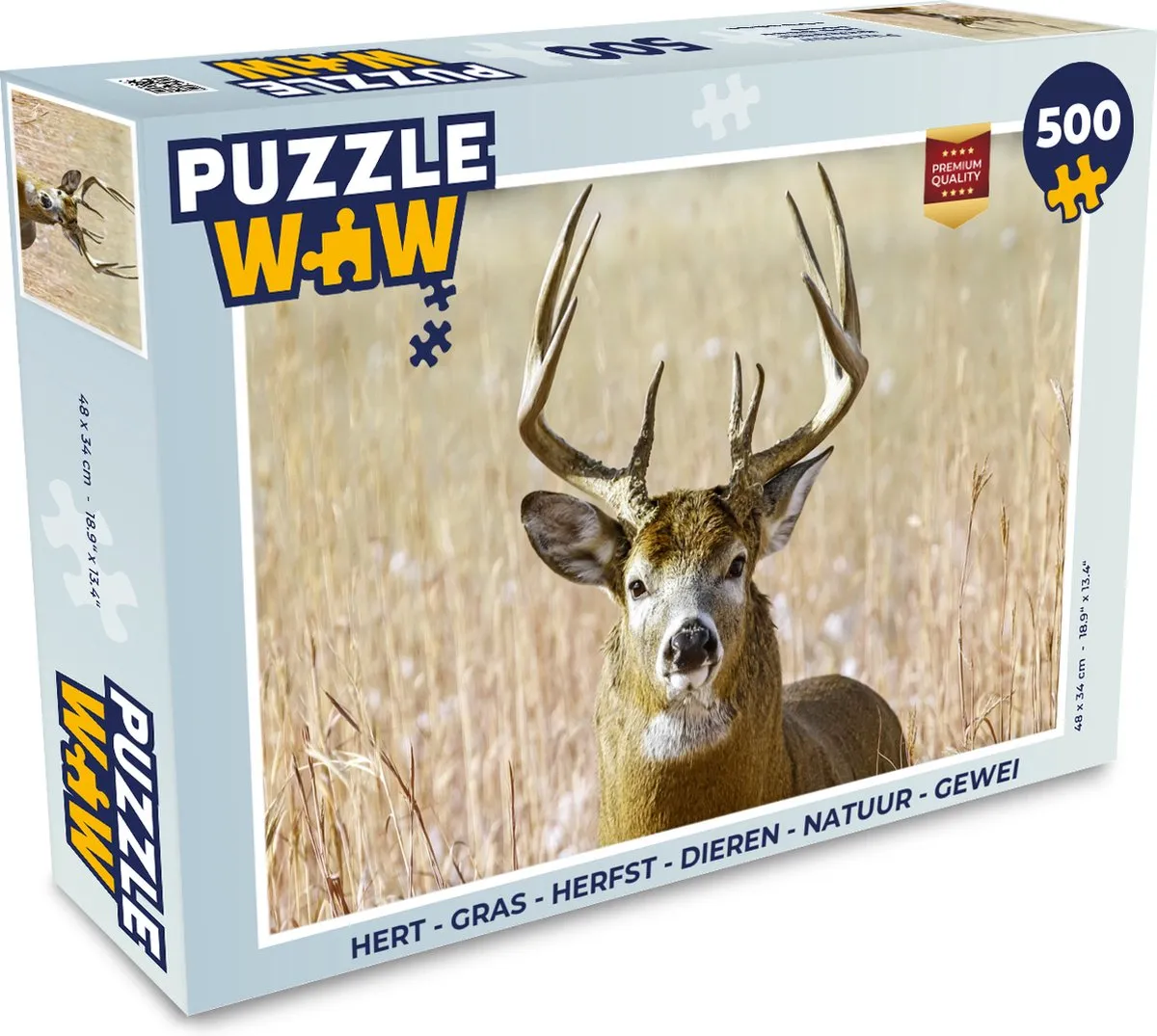 PuzzleWow Hert Gras Herfst Legpuzzel 500 Stuks - Multicolor