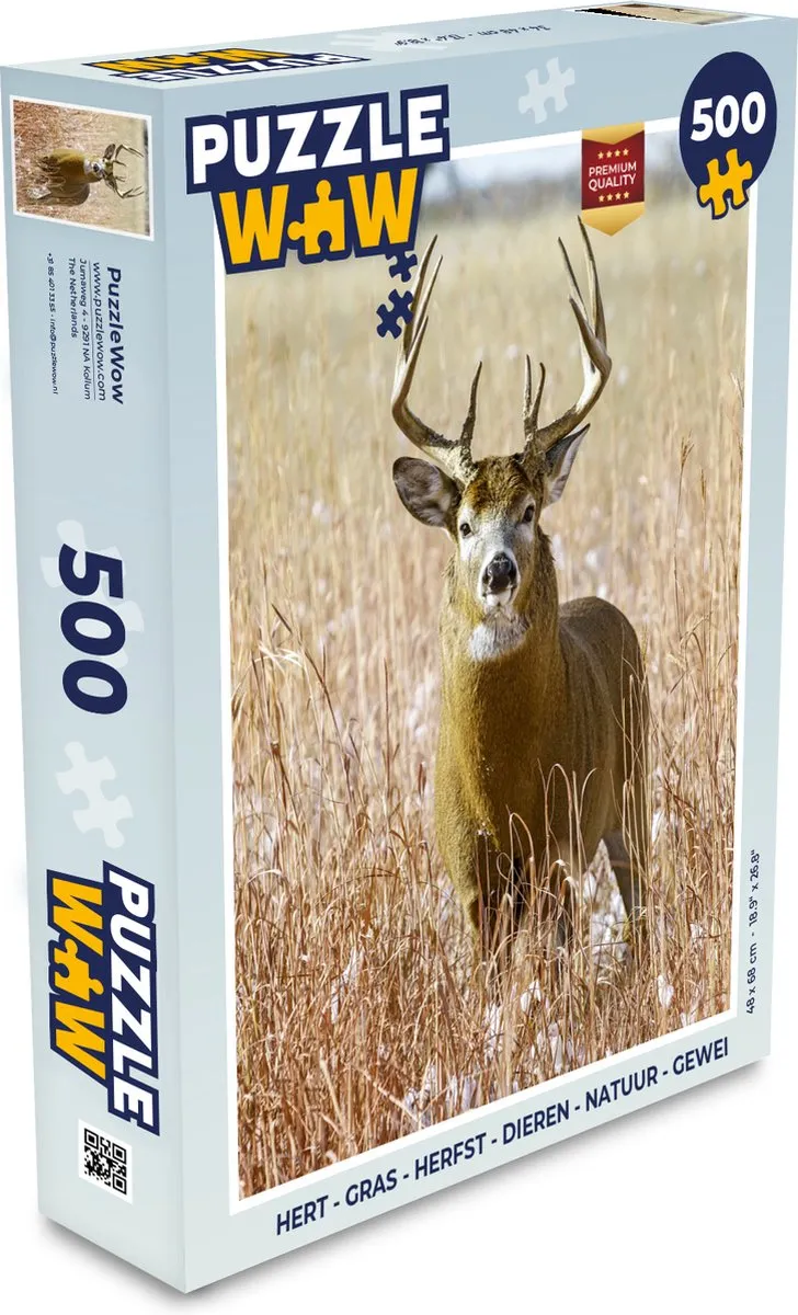 PuzzleWow Hert Gras Herfst Legpuzzel 500 Stuks - Multicolor