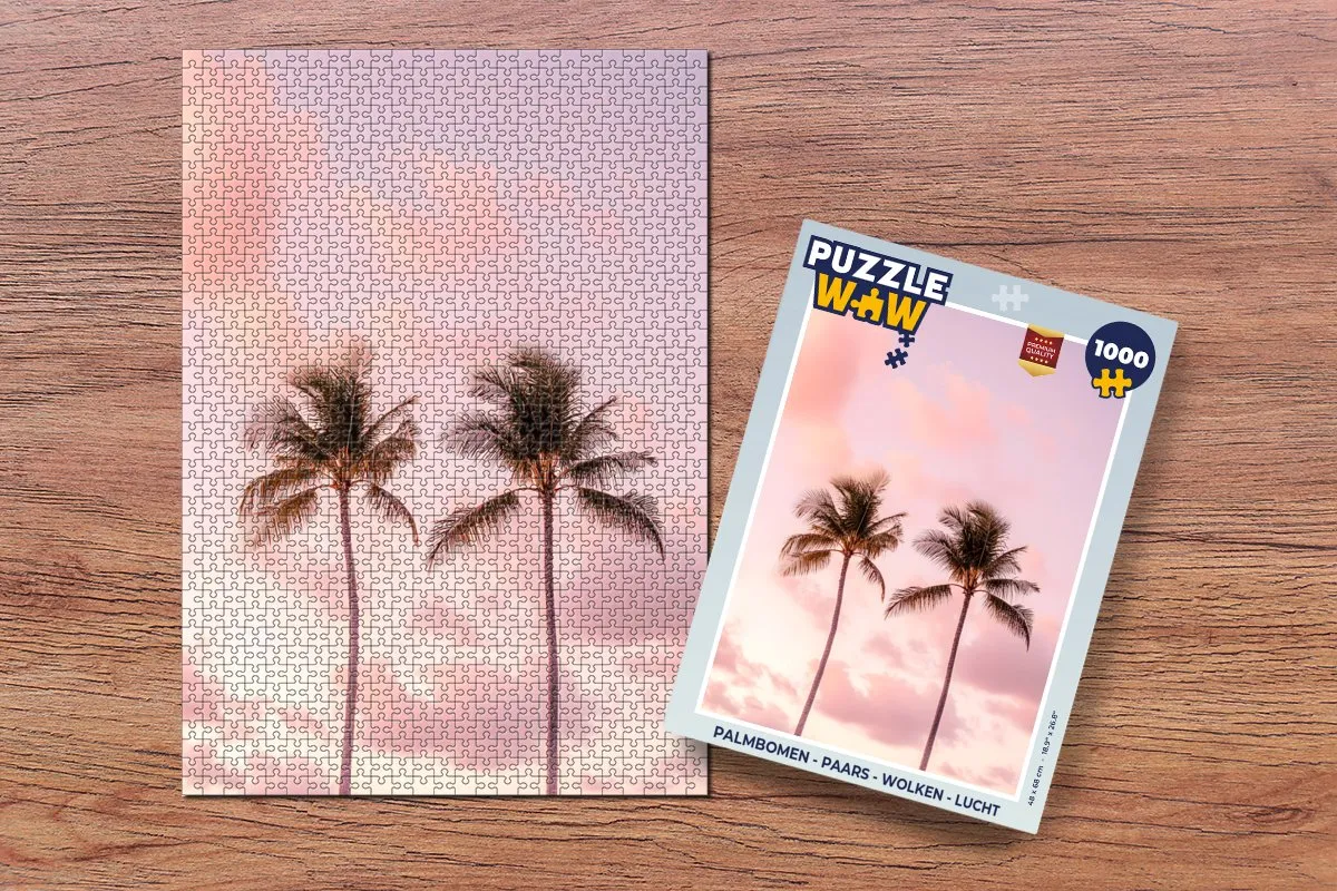PuzzleWow Legpuzzel Palmbomen 1000 Stuks - Paars