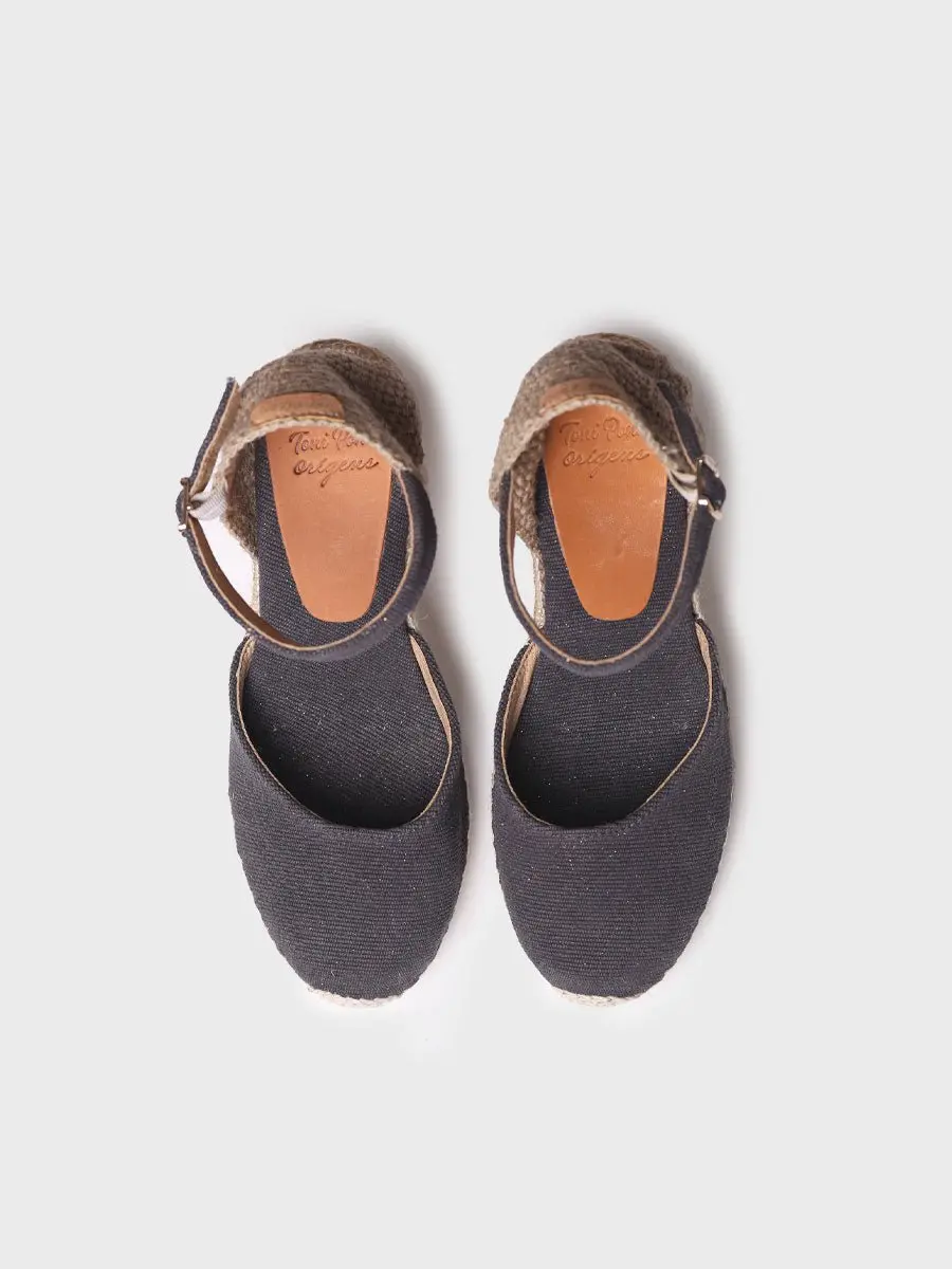 Espadrille met sleehak voor dames van linnen en katoen