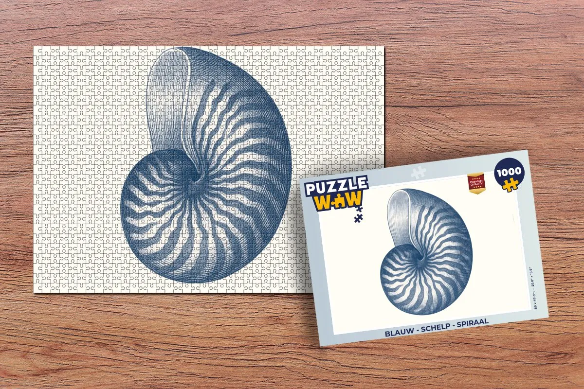 PuzzleWow Blauw Schelp Spiraal Legpuzzel 1000 Stuks