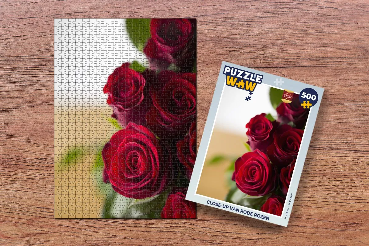 PuzzleWow Legpuzzel Close-up Rode Rozen 500 Stuks - Multicolor