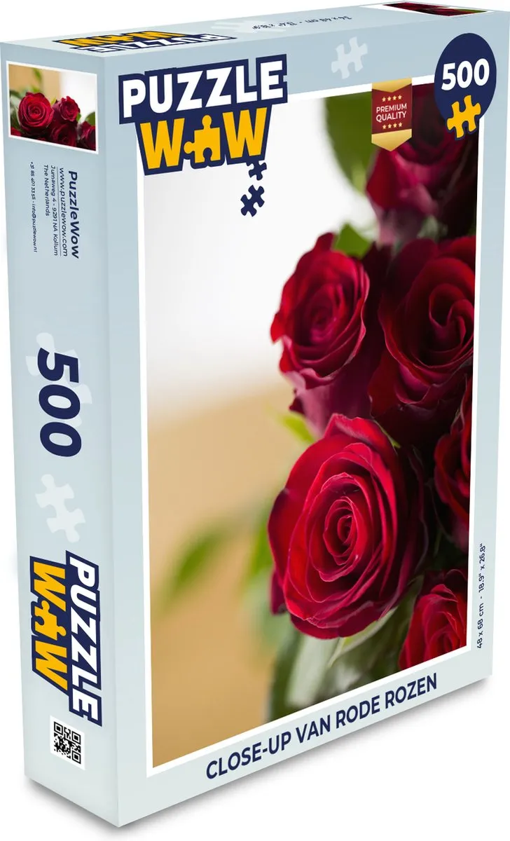 PuzzleWow Legpuzzel Close-up Rode Rozen 500 Stuks