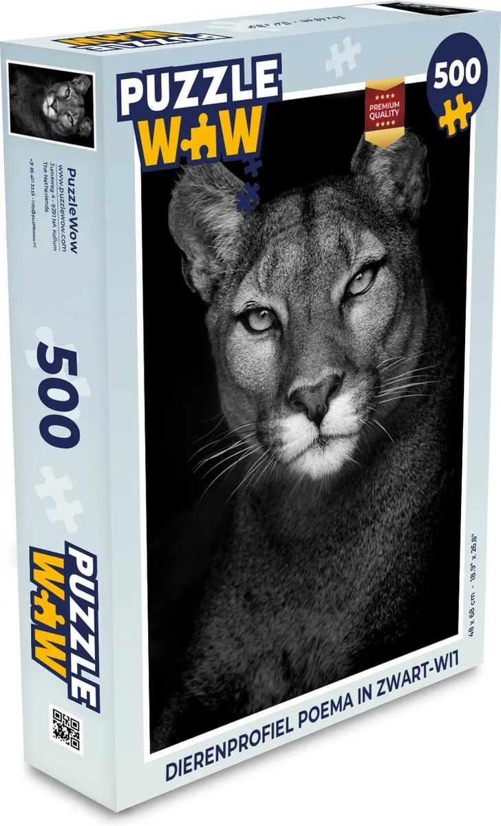 PuzzleWow Dierenprofiel Poema Legpuzzel 500 Stuks