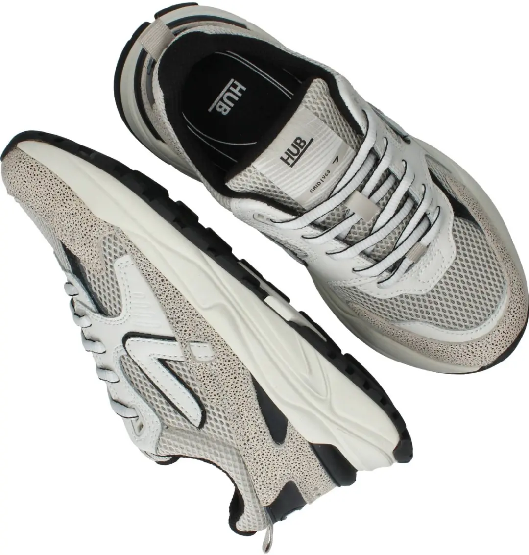 Hub Grid S48 Sneakers Dames - Wit/Grijs/Zwart - afbeelding 4 van 6