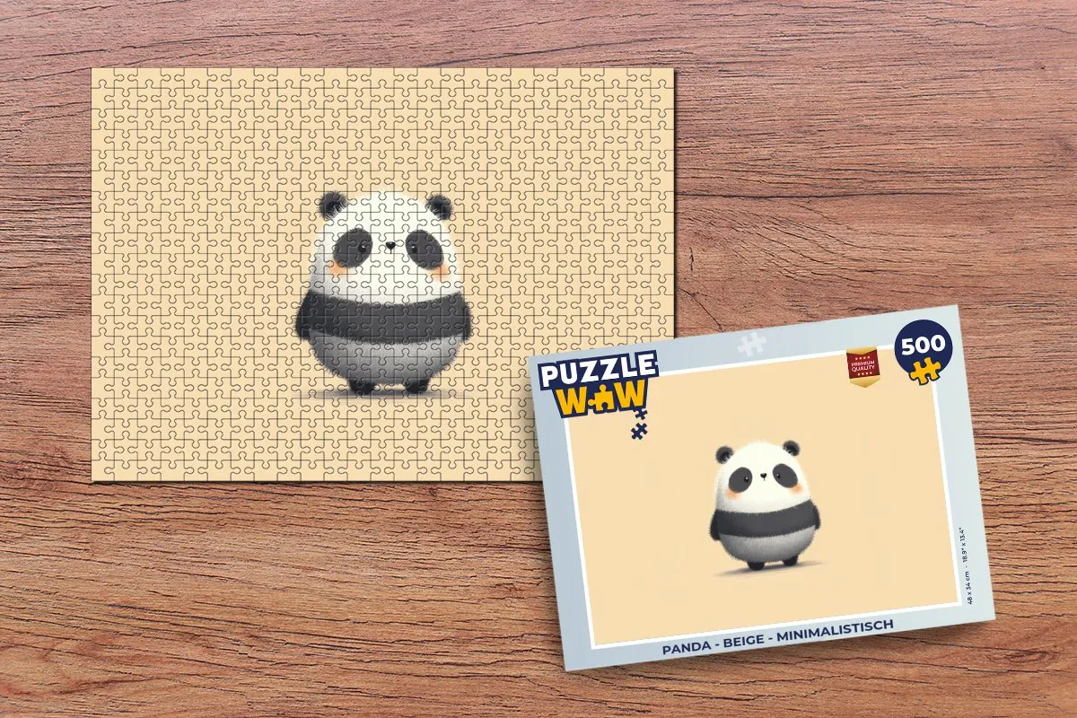 PuzzleWow Puzzel Panda Legpuzzel 500 Stuks - Beige