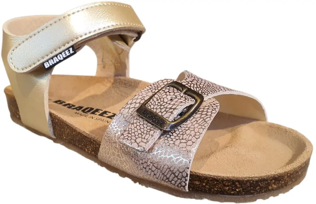Braqeez 426412-794 Platte Sandalen - Meisjes - 33 - Beige