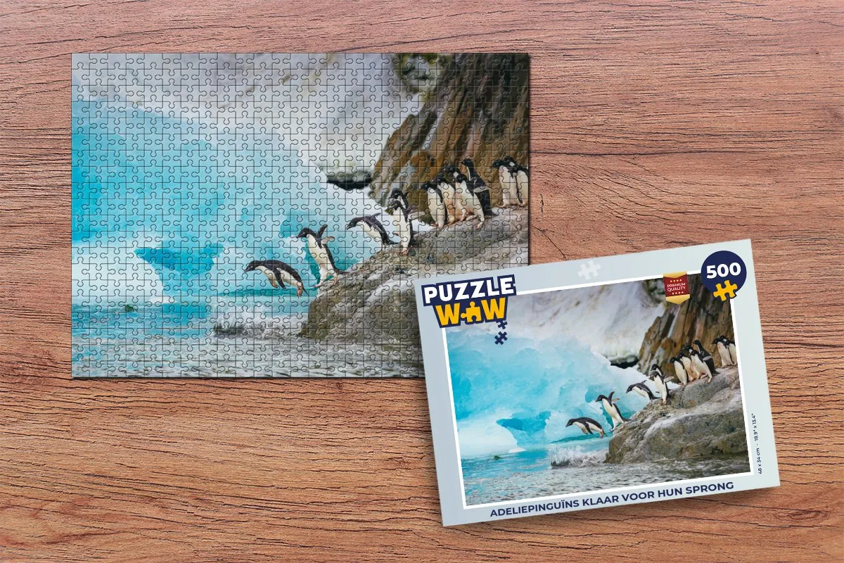 PuzzleWow Adeliepinguïns Legpuzzel 500 Stuks - Multicolor