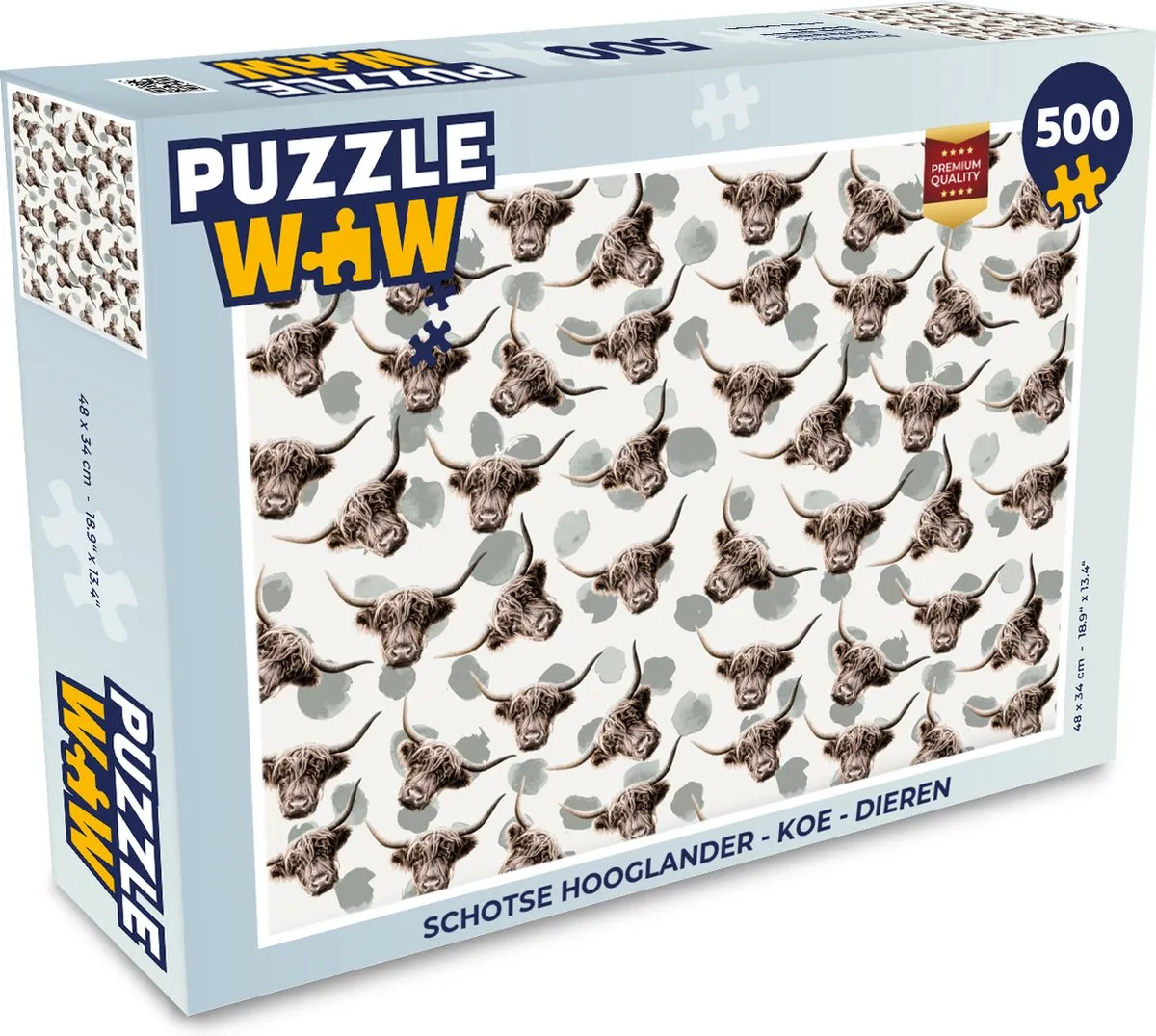 PuzzleWow Schotse Hooglander Legpuzzel 500 Stuks - Multicolor