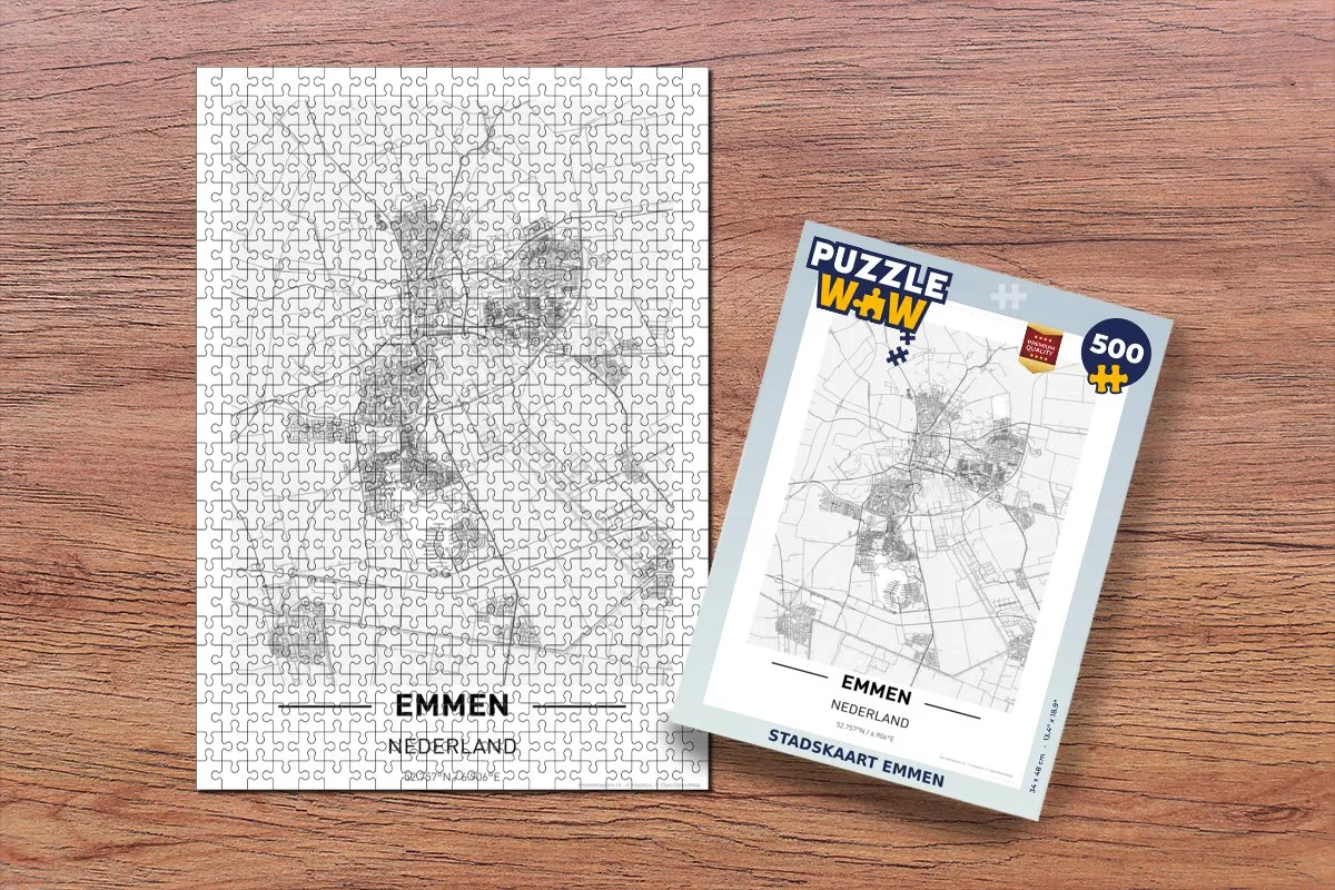 PuzzleWow Stadskaart Emmen Legpuzzel 500 Stuks - Multicolor