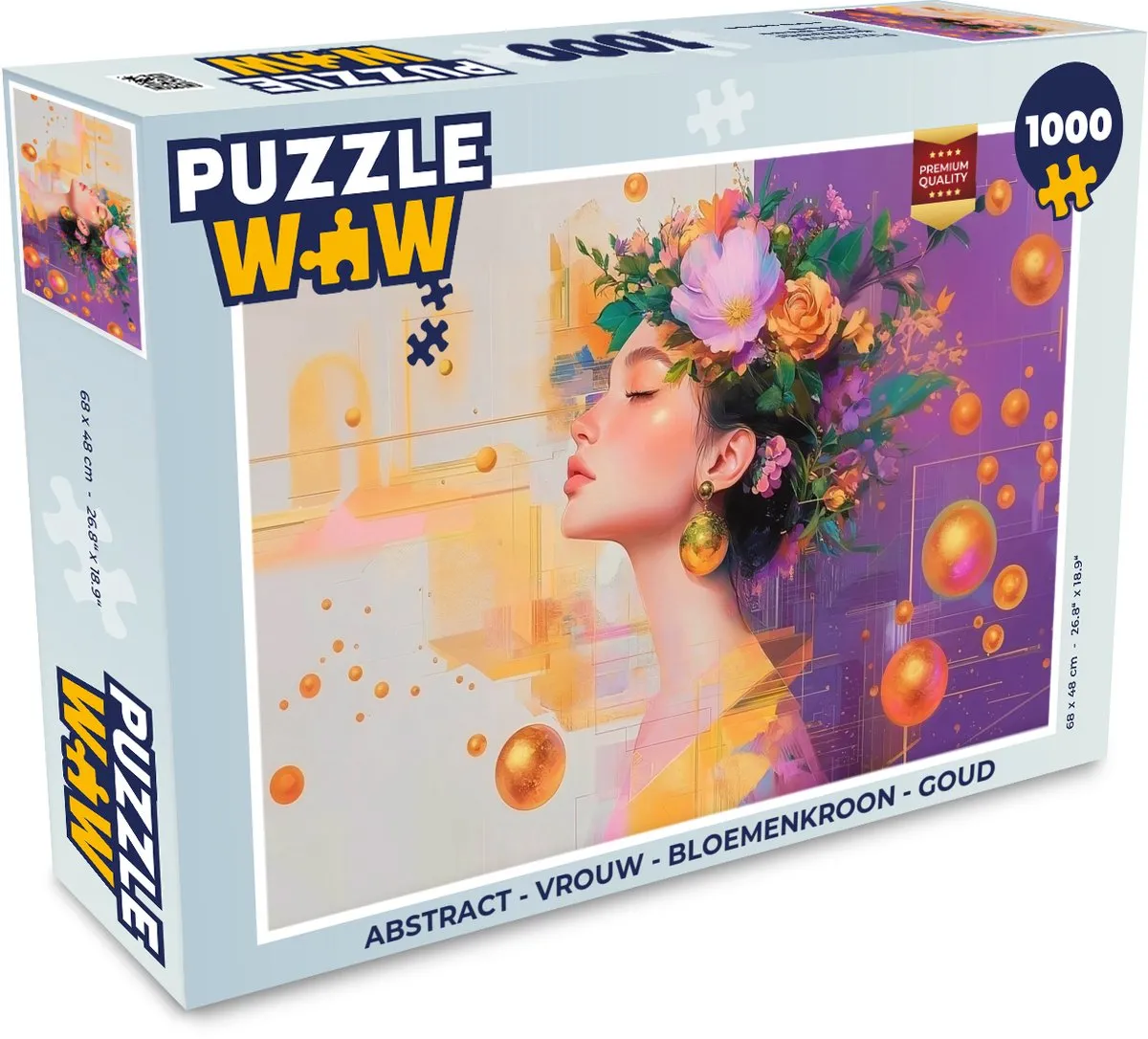 PuzzleWow Abstract Vrouw Bloemenkroon Legpuzzel 1000 Stuks