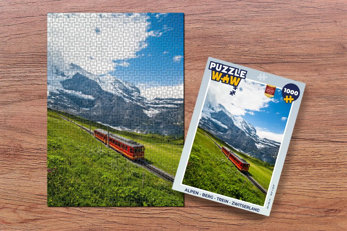 PuzzleWow Alpen Trein Zwitserland Legpuzzel 1000 Stuks - Multicolor