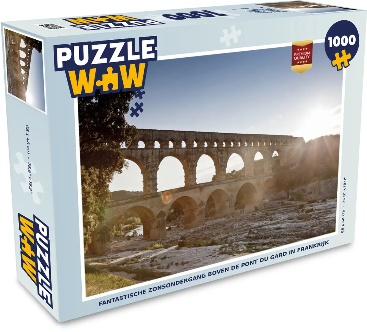 PuzzleWow Legpuzzel Pont du Gard 1000 Stuks - Multicolor