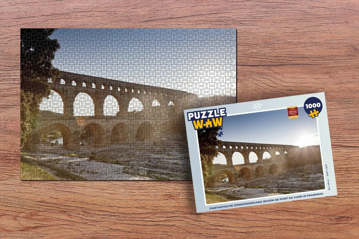 PuzzleWow Legpuzzel Pont du Gard 1000 Stuks - Multicolor