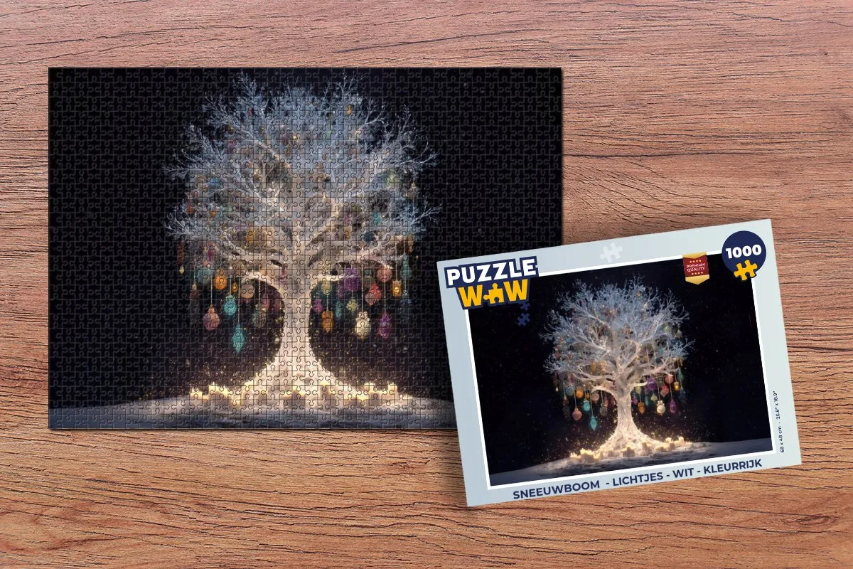 PuzzleWow Sneeuwboom Puzzel 1000 Stuks - Wit/Kleurrijk