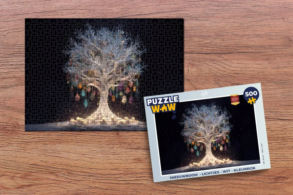 PuzzleWow Sneeuwboom Puzzel 1000 Stuks - Wit/Kleurrijk