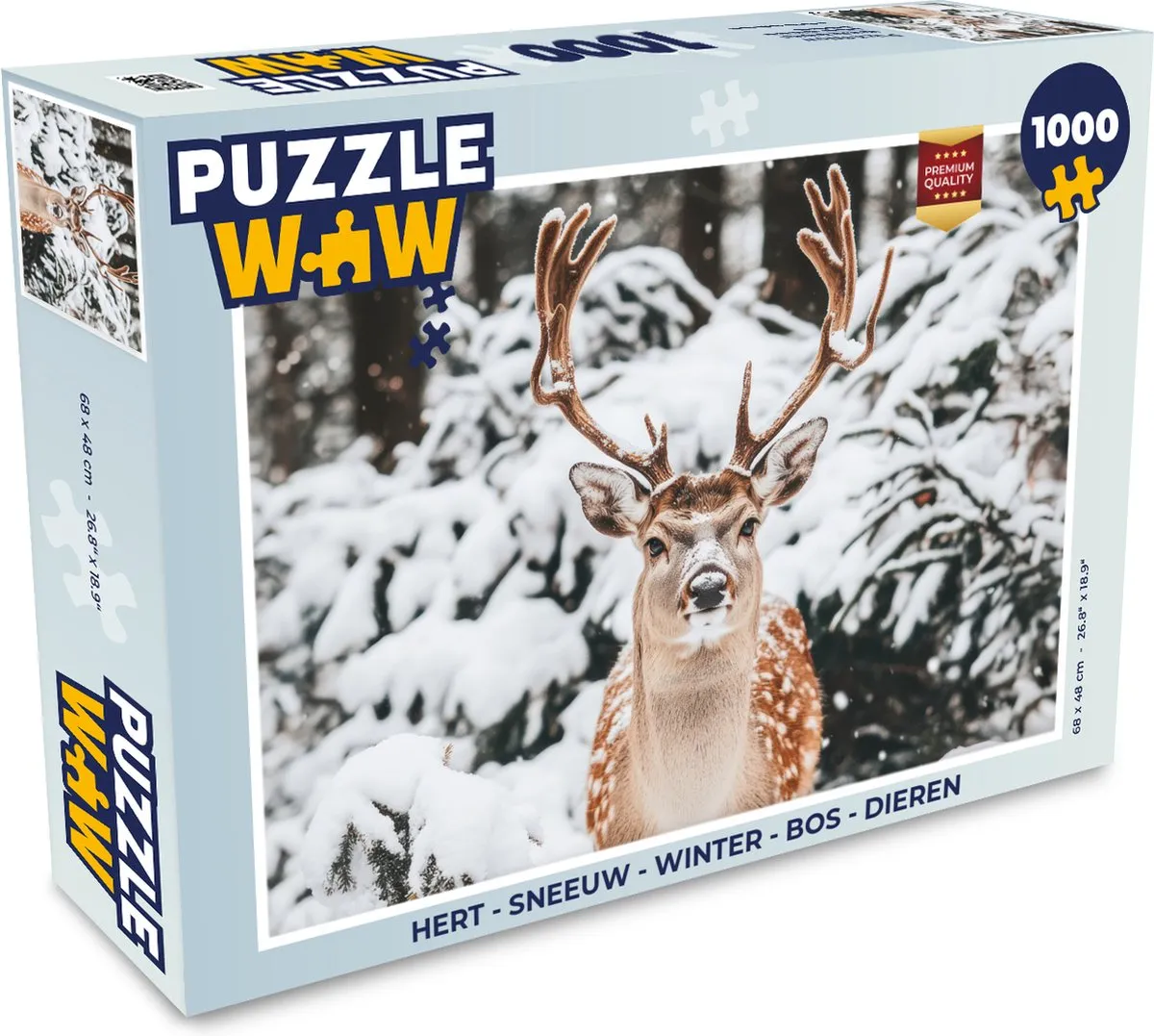 PuzzleWow Hert Sneeuw Winter Bos Dieren Legpuzzel 1000 Stuks