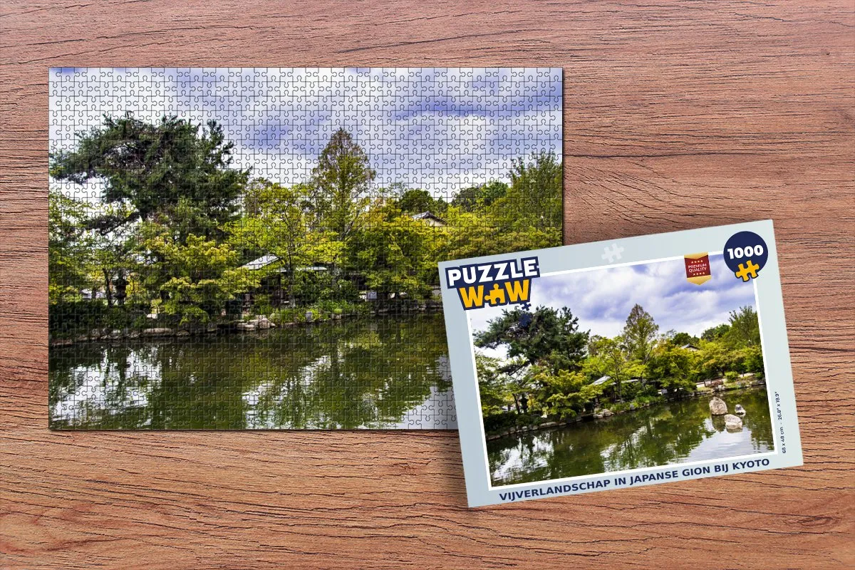 PuzzleWow Legpuzzel Vijverlandschap Japanse Gion Kyoto 1000 Stuks - Multicolor