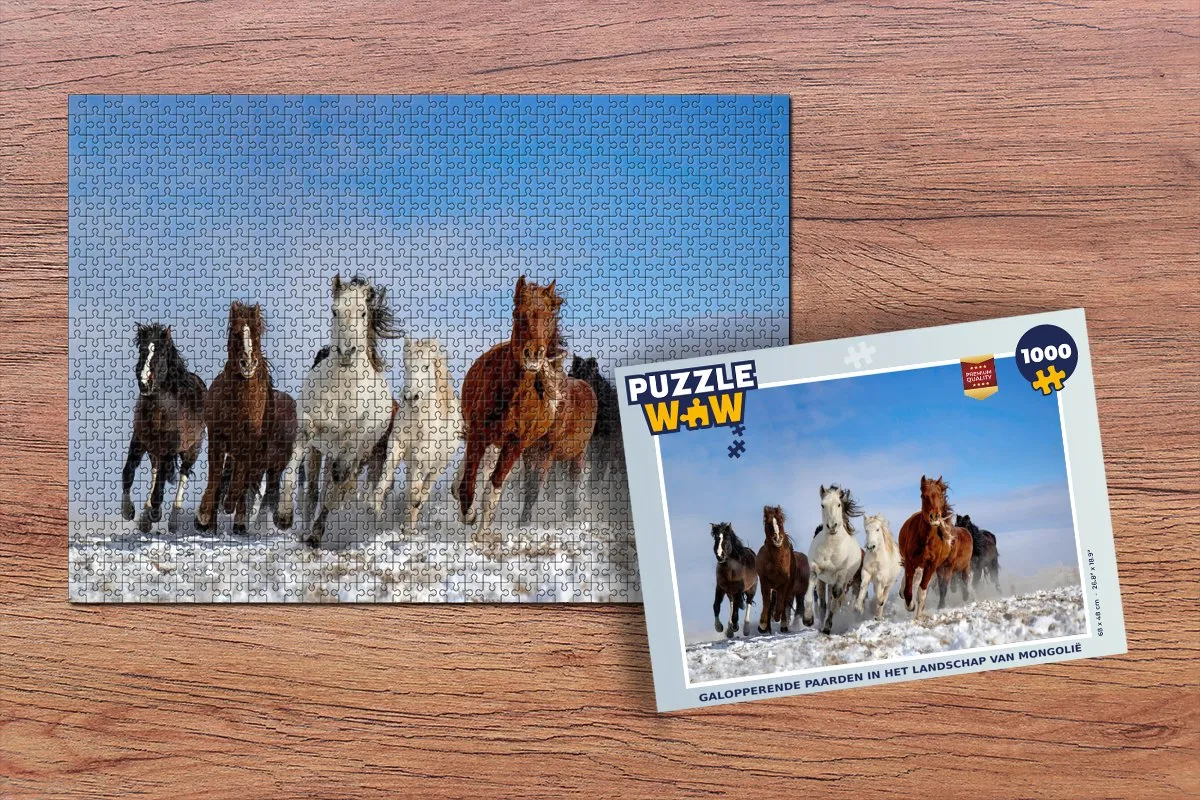PuzzleWow Mongolië Paarden Legpuzzel 1000 Stuks - Multicolor