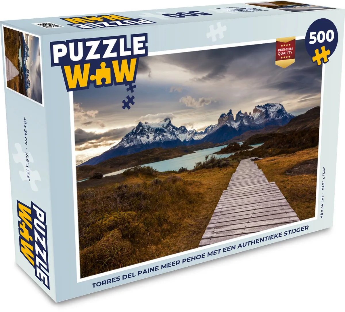 PuzzleWow Torres del Paine Meer Pehoe Legpuzzel 500 Stuks - Multicolor