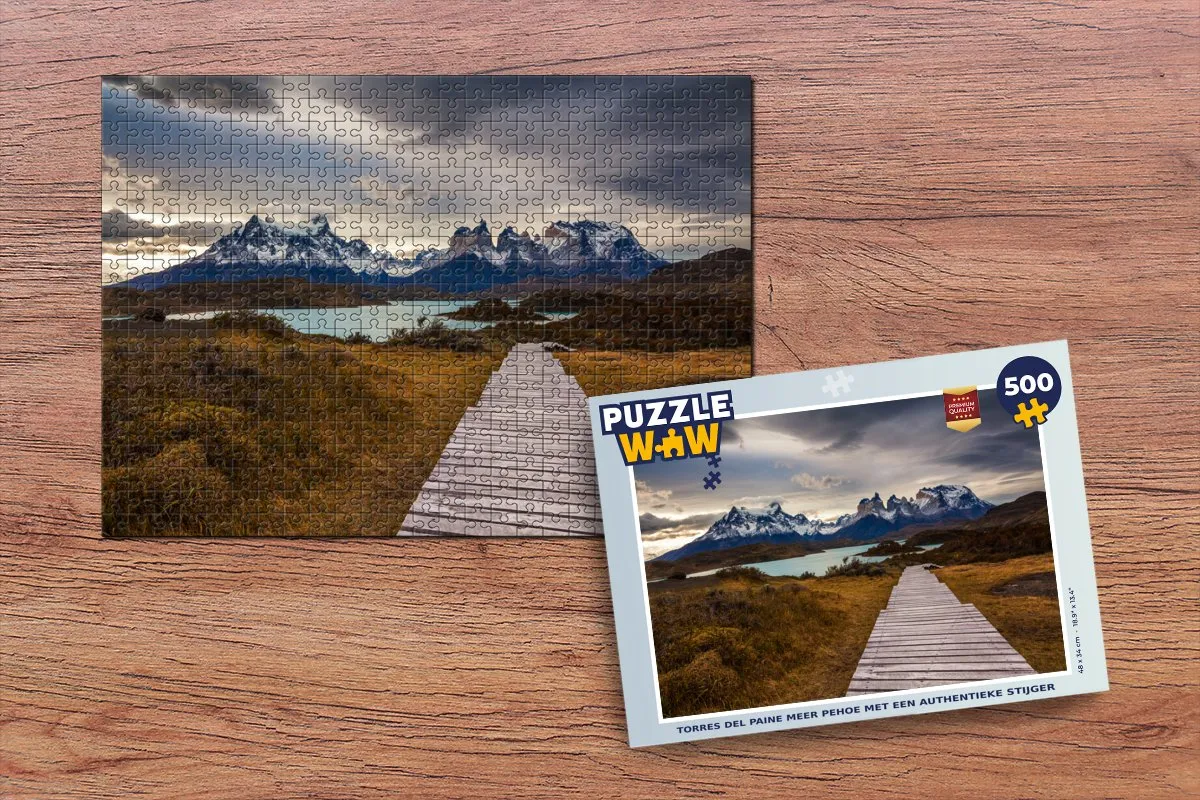 PuzzleWow Torres del Paine Meer Pehoe Legpuzzel 500 Stuks - Multicolor