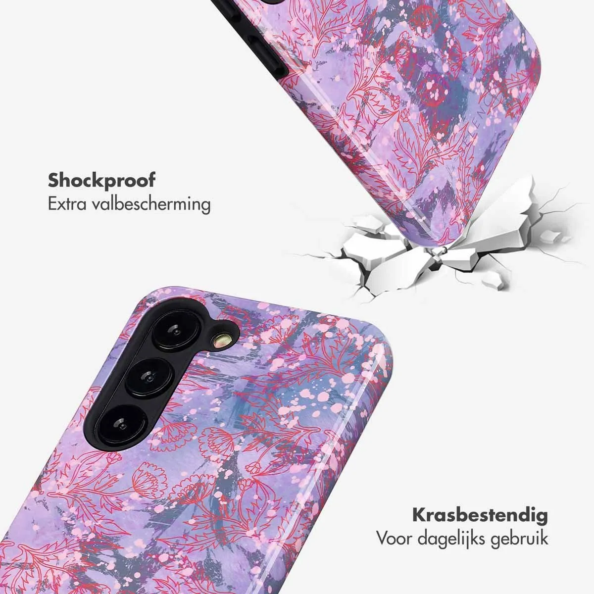 Selencia Hoesje Samsung Galaxy S23 Fresh Paint Flower Orange - afbeelding 6 van 6