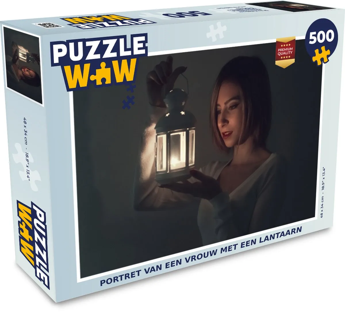 PuzzleWow Legpuzzel Portret van een vrouw met een lantaarn 500 Stuks - Multicolor