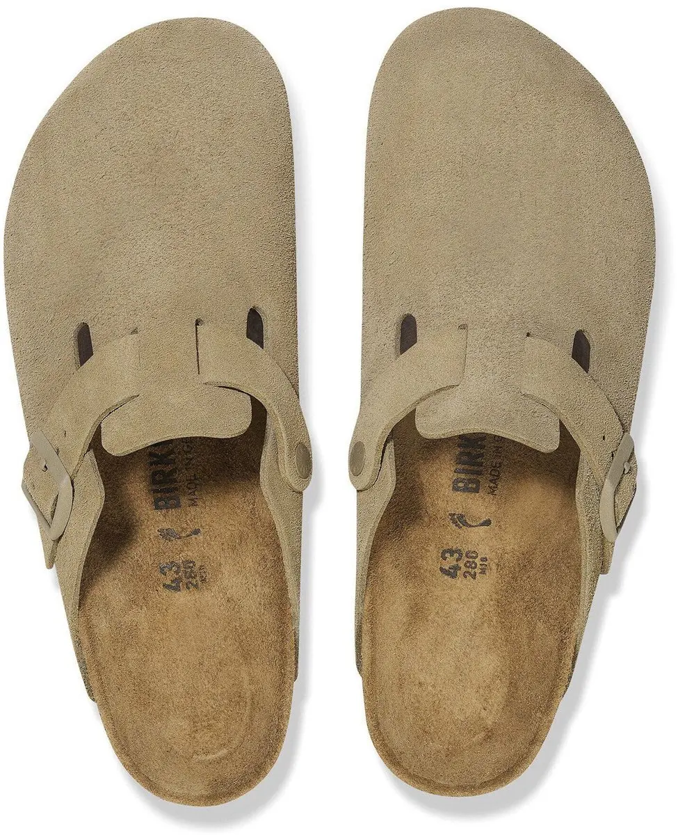 Birkenstock Boston Suede Slides - Maat 43 - Kaki