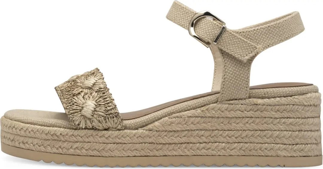 Tamaris Raffia Sandalen beige Textiel - Dames - Maat 41 - afbeelding 2 van 6