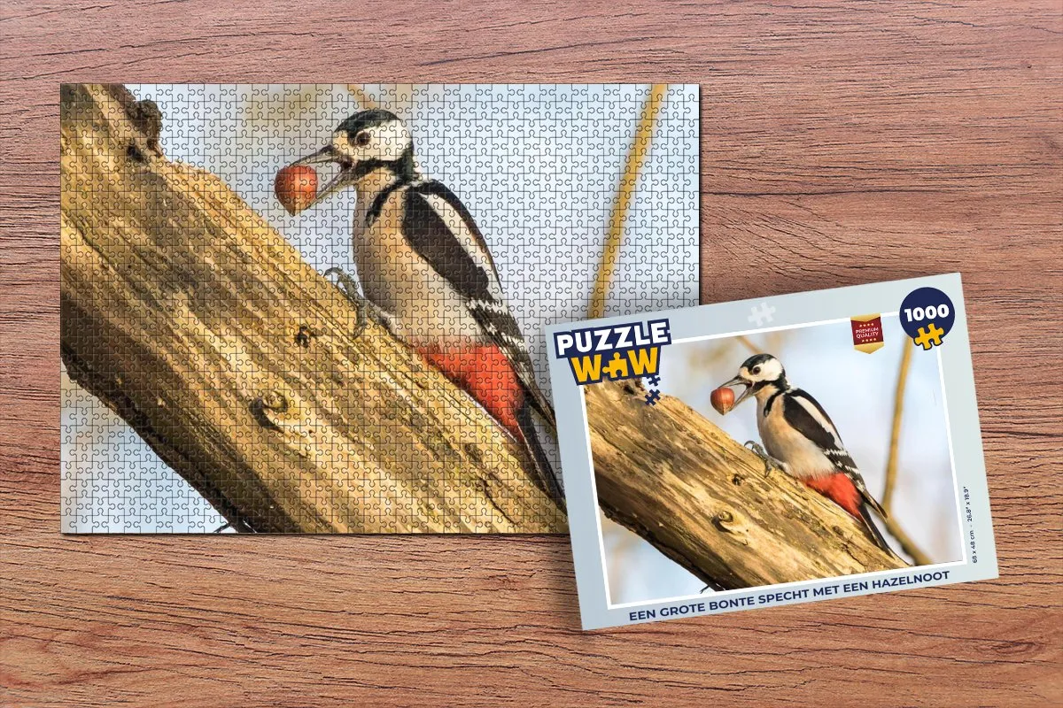 PuzzleWow Legpuzzel Een Grote Bonte Specht 1000 Stuks