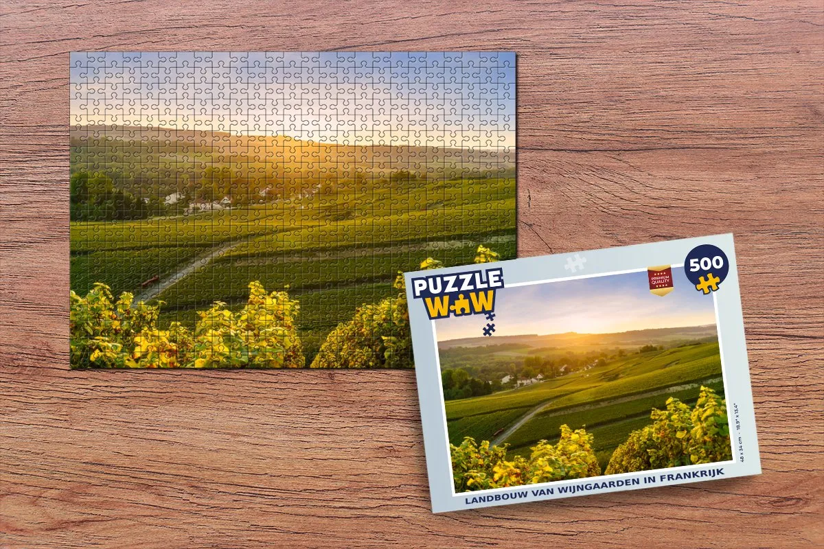 PuzzleWow Landbouw van wijngaarden in Frankrijk Legpuzzel 500 Stuks - Multicolor