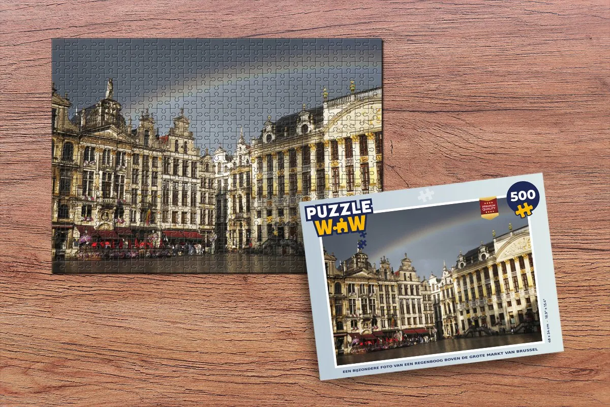 PuzzleWow Legpuzzel 500 Stuks - Regenboog Brussel Multicolor