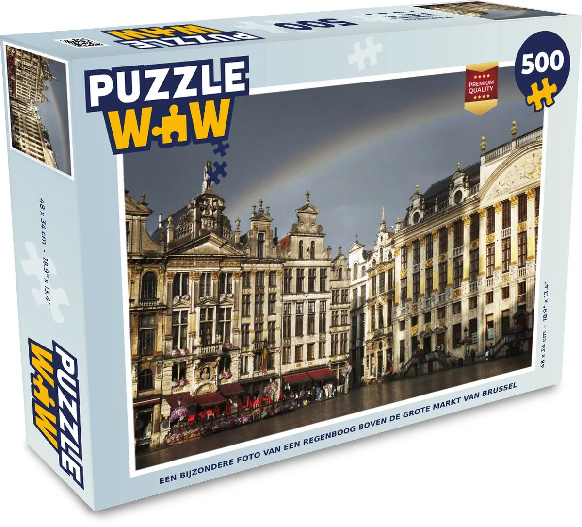 PuzzleWow Legpuzzel 500 Stuks - Regenboog Brussel Multicolor