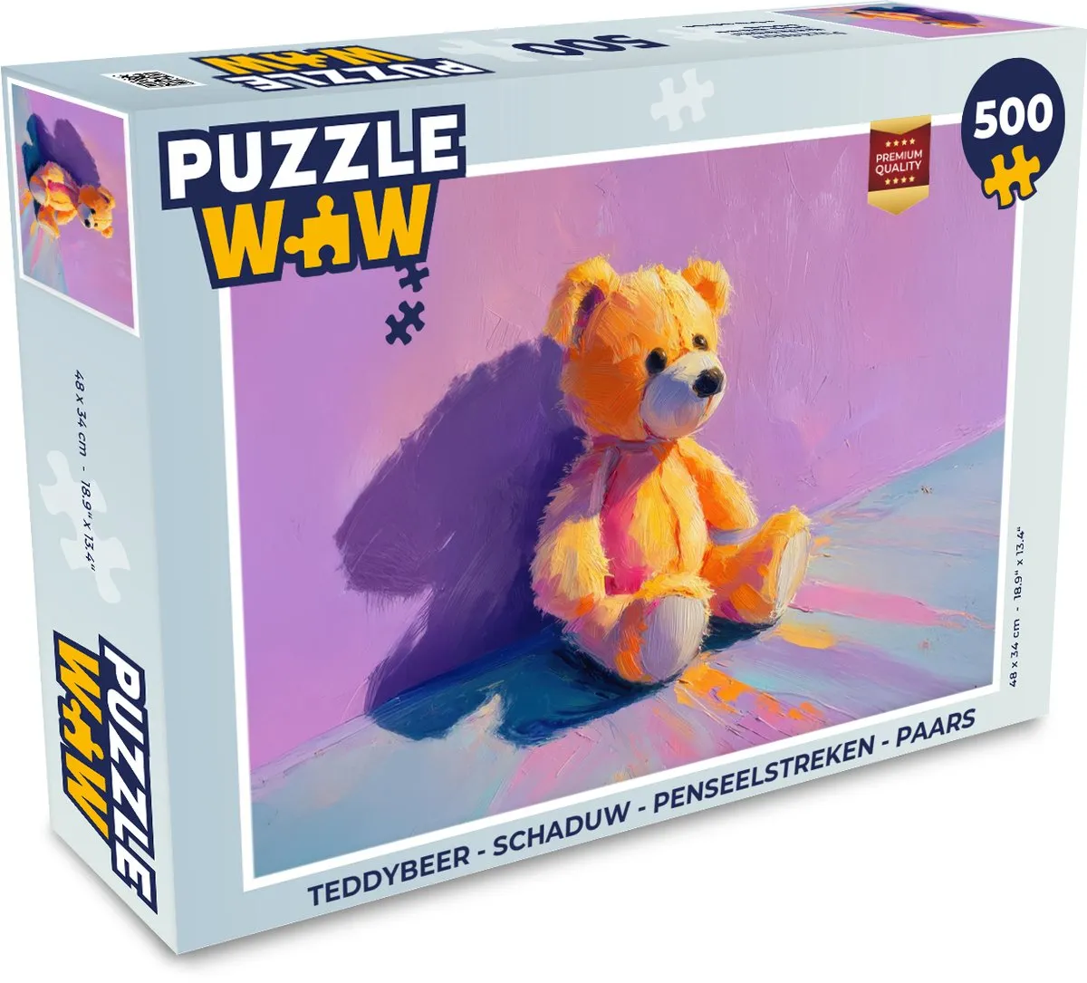 PuzzleWow Teddybeer Schaduw Legpuzzel 500 Stuks - Paars