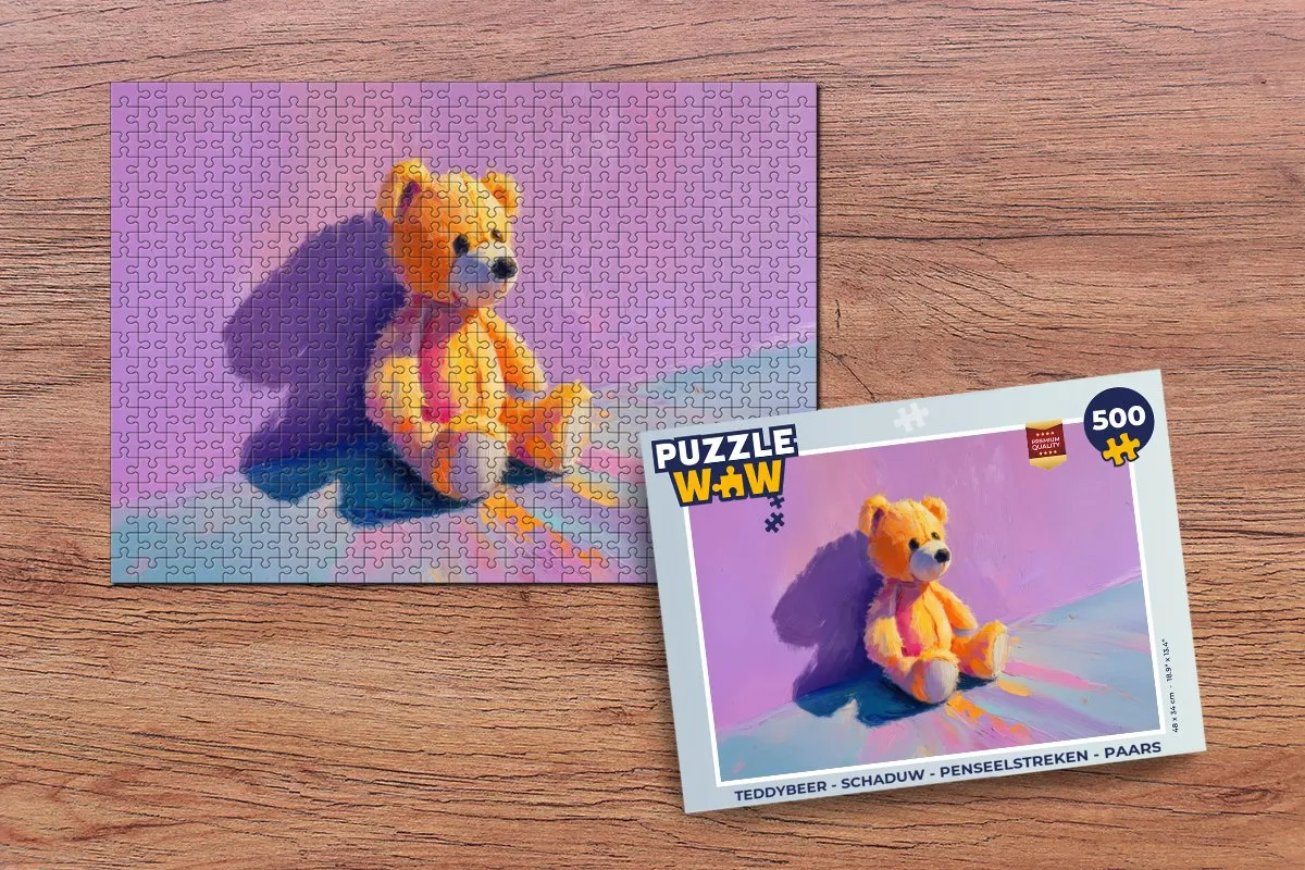 PuzzleWow Teddybeer Schaduw Legpuzzel 500 Stuks - Paars