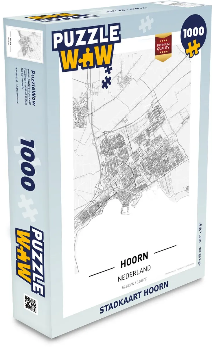 PuzzleWow Stadkaart Hoorn Legpuzzel 1000 Stuks - Multicolor