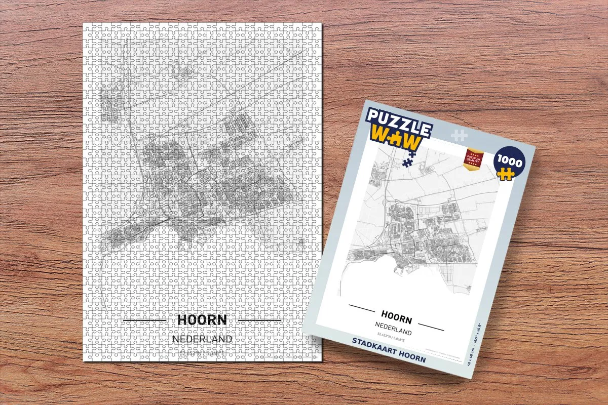 PuzzleWow Stadkaart Hoorn Legpuzzel 1000 Stuks - Multicolor