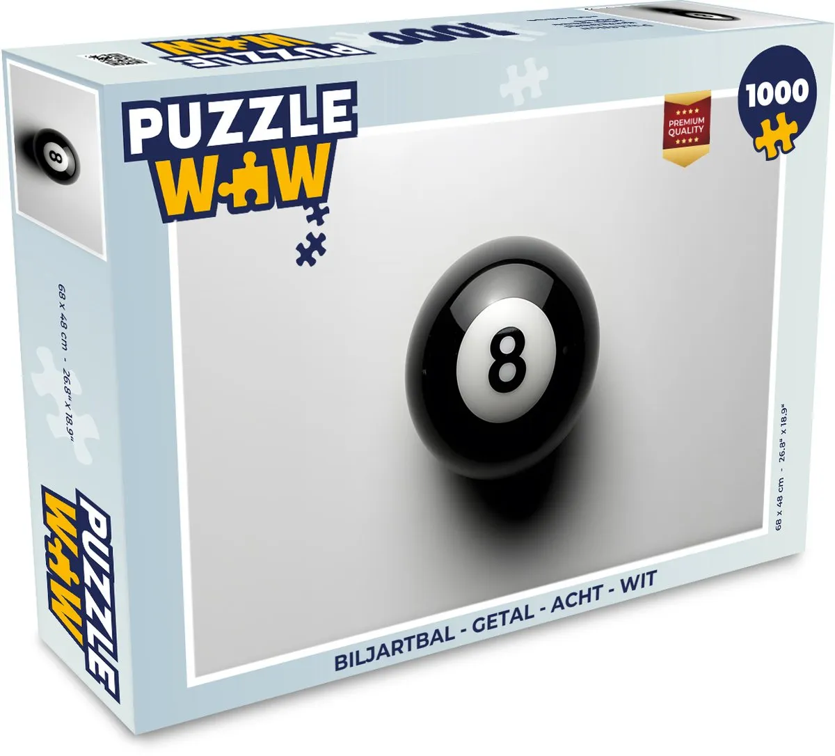 PuzzleWow Biljartbal Getal Legpuzzel 1000 Stuks - Wit