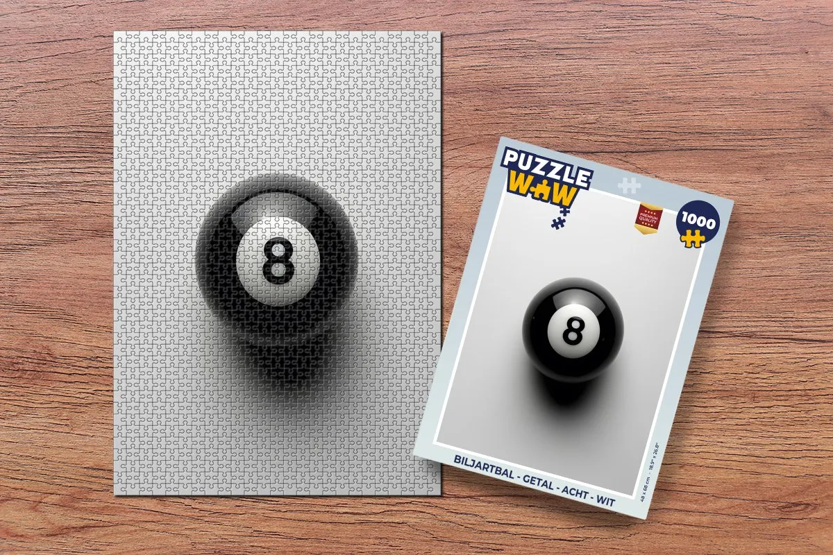 PuzzleWow Biljartbal Getal Legpuzzel 1000 Stuks - Wit