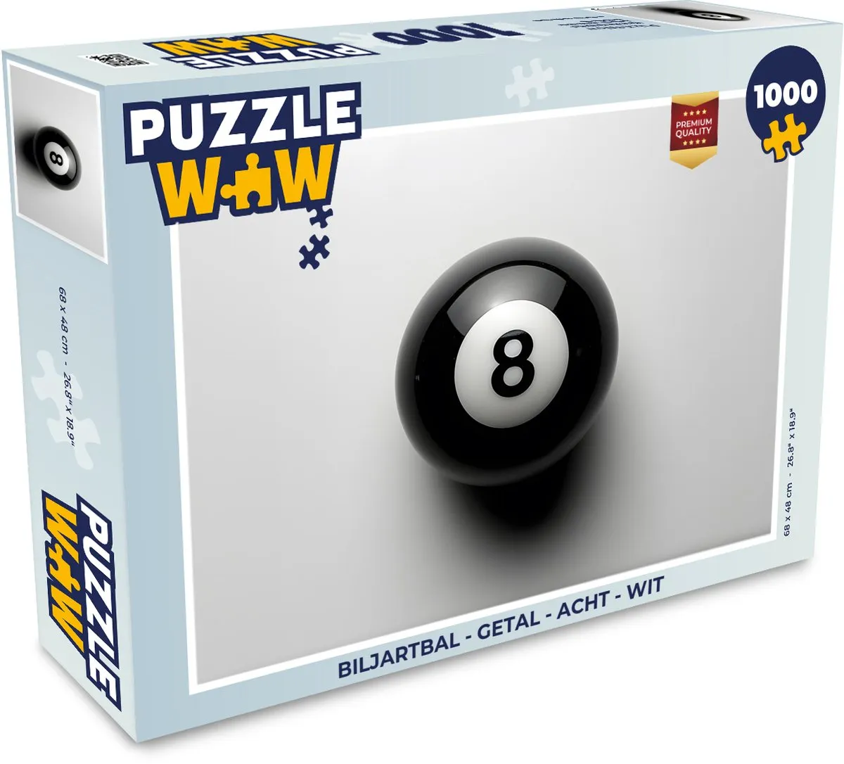 PuzzleWow Biljartbal Getal Legpuzzel 1000 Stuks - Wit