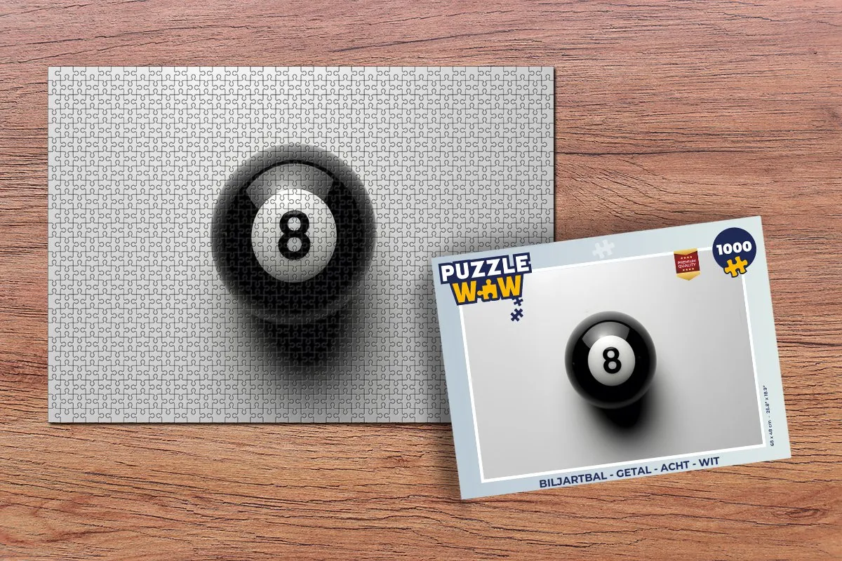 PuzzleWow Biljartbal Getal Legpuzzel 1000 Stuks - Wit