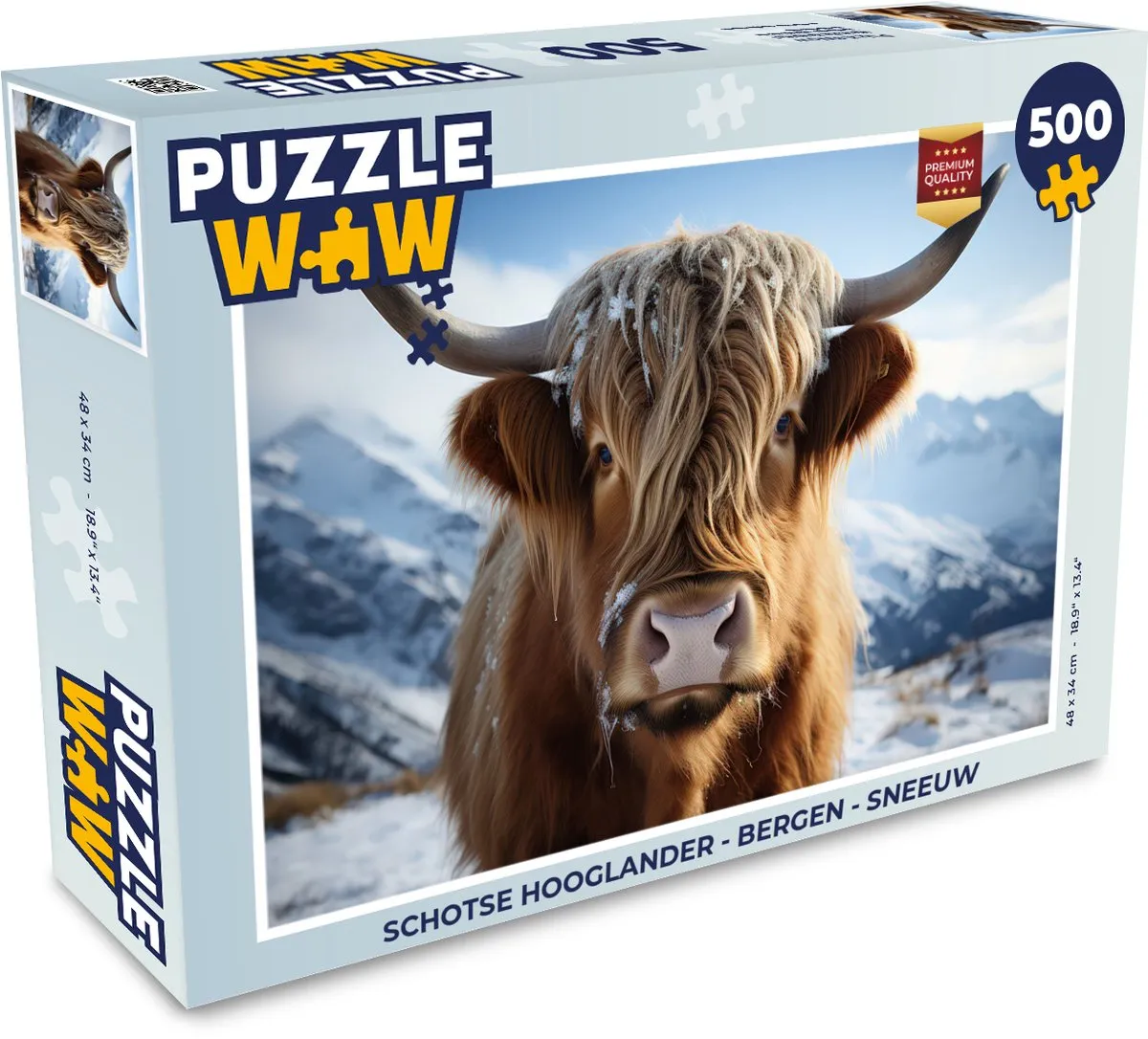 PuzzleWow Schotse Hooglander Bergen Sneeuw Puzzel - 1000 Stukken