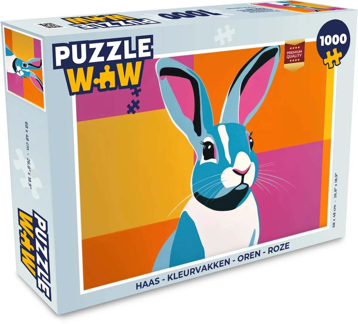 PuzzleWow Haas Kleurvakken Legpuzzel 1000 Stuks - Roze
