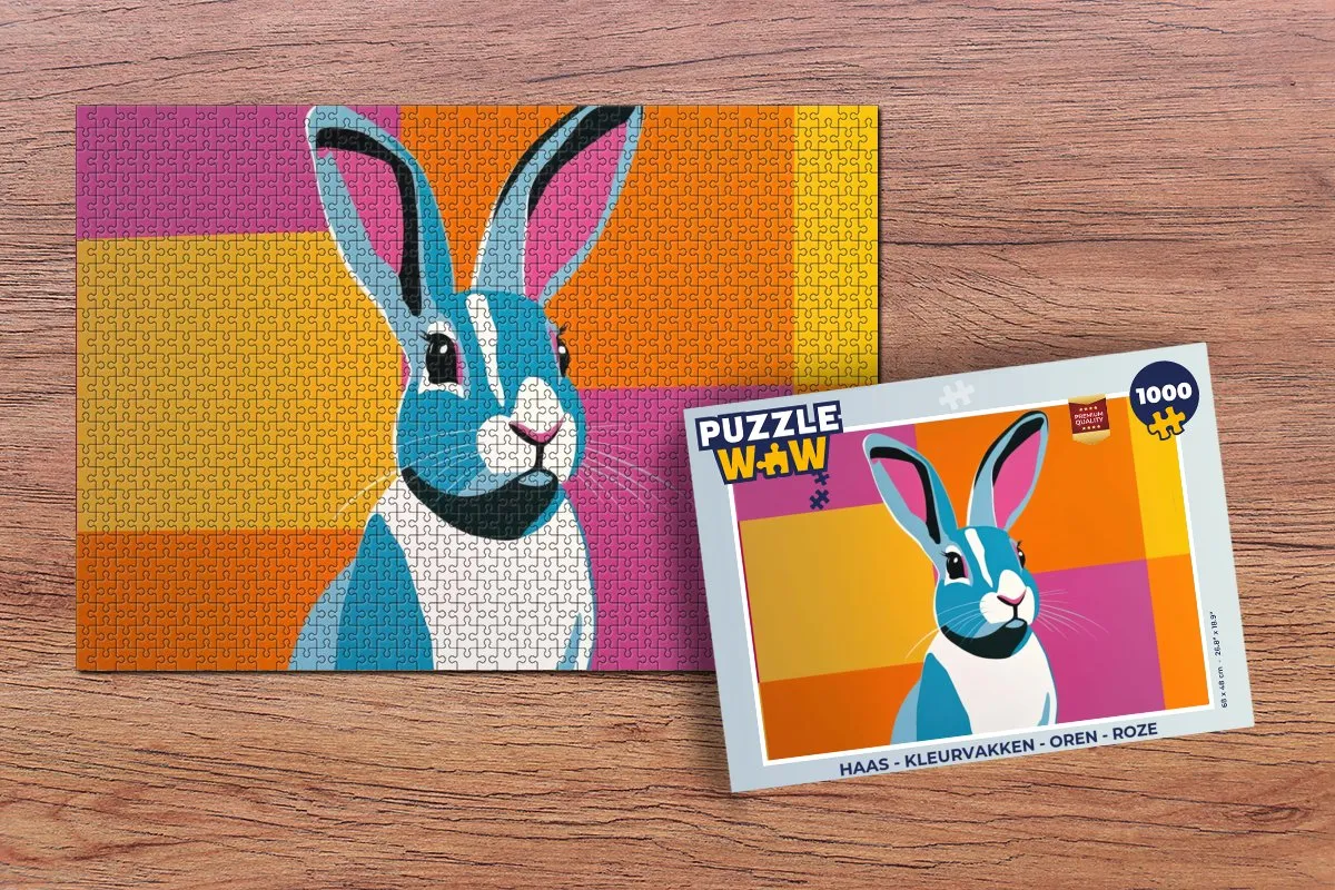 PuzzleWow Haas Kleurvakken Legpuzzel 1000 Stuks - Roze