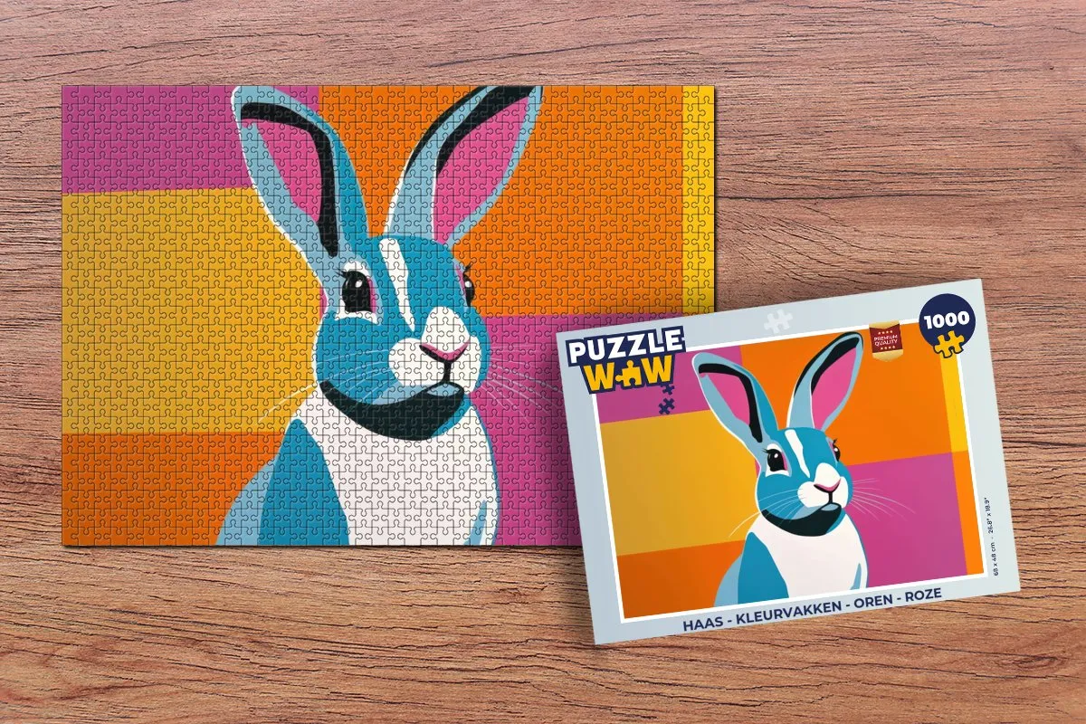 PuzzleWow Haas Kleurvakken Legpuzzel 1000 Stuks - Roze