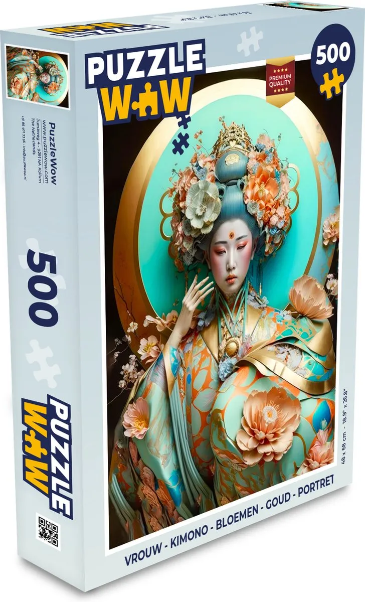 PuzzleWow Kimono Bloemen Legpuzzel 500 Stuks