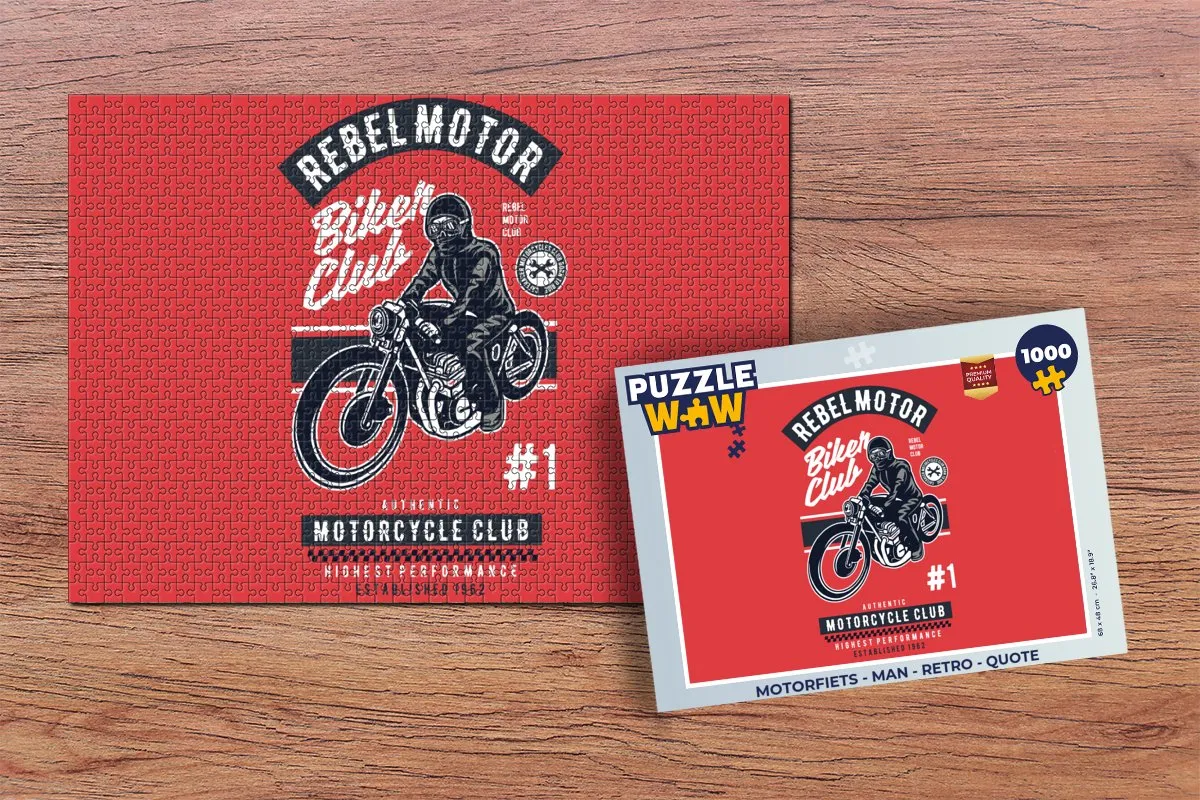 PuzzleWow Motorfiets Retro Legpuzzel 1000 Stuks - Multicolor